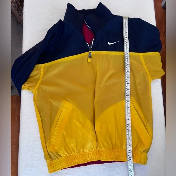 Vintage 90’s Nike Reversible Quarter Zip Windbreaker Jacket Red/Navy/Yellow M - Picture 15 of 15